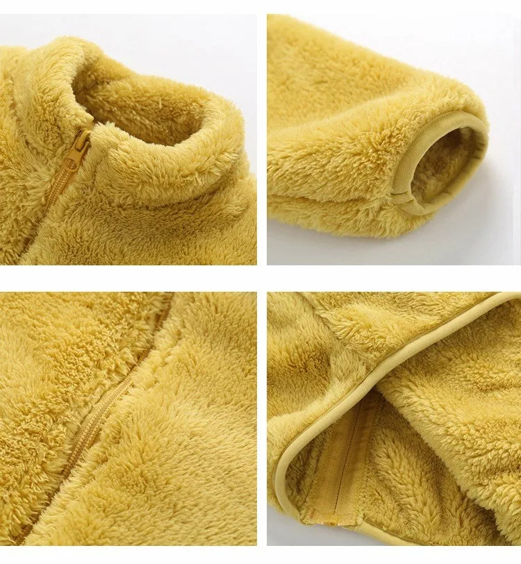 Solid Colour Plush Children’s Winter Coat