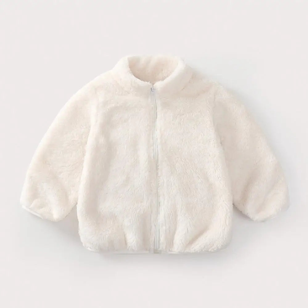 Solid Colour Plush Children’s Winter Coat