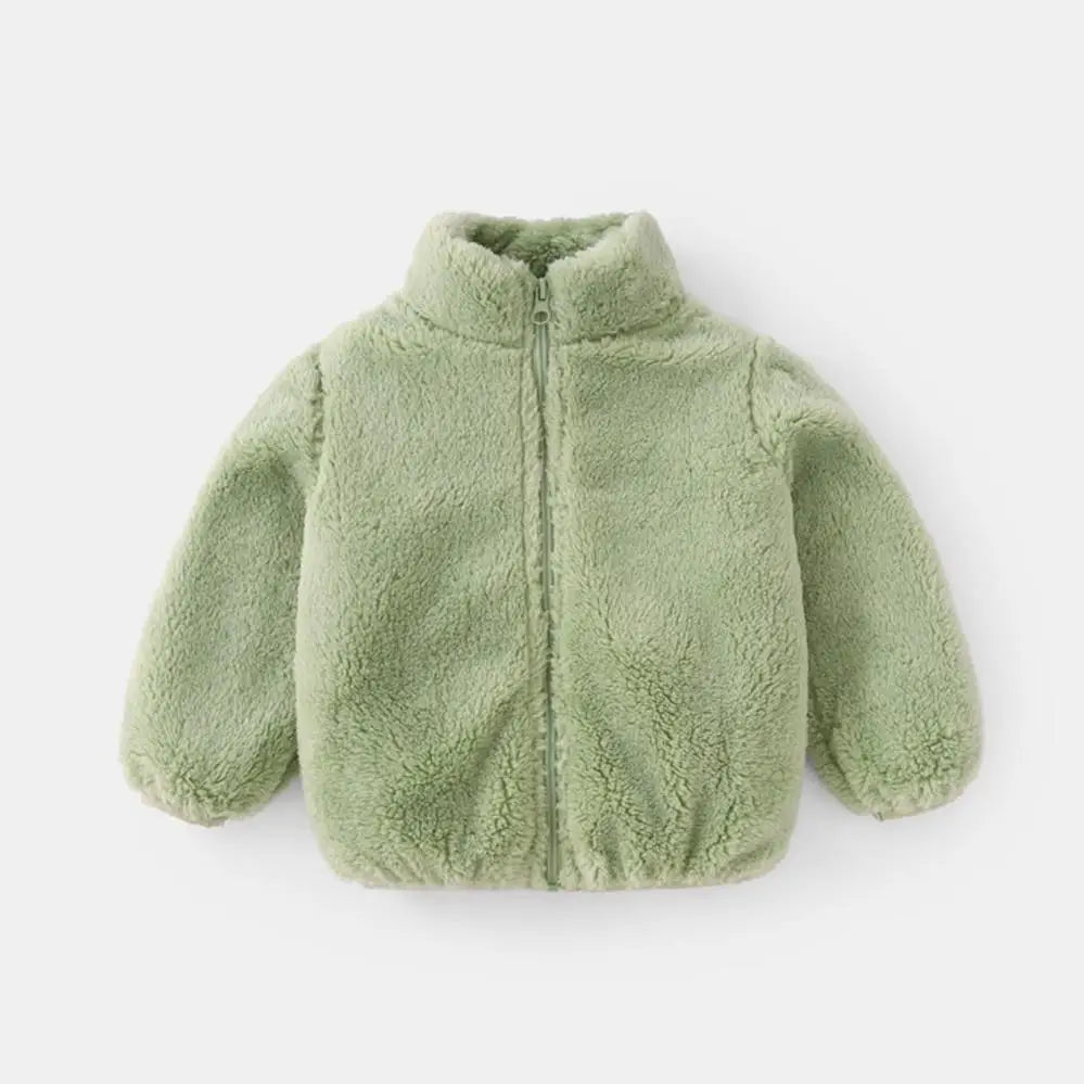 Solid Colour Plush Children’s Winter Coat